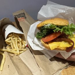 Bacon smash burger with fries Bacon smash burger with fries