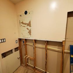BluLine Contracting - We started this job on our own, just working weekends. Our spare bath looked like this for months before we hired BluLine.