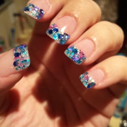 Fancy Hair & Nails - My full set acrylics with glitter tips