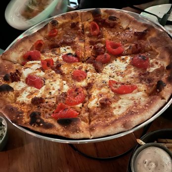 Lindens - Spicy Sausage Pizza - New American Near Me - New York, New York Lindens - Spicy Sausage Pizza - New American Near Me - New York, New York
