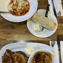 -spaghetti, and corner burger -spaghetti, and corner burger