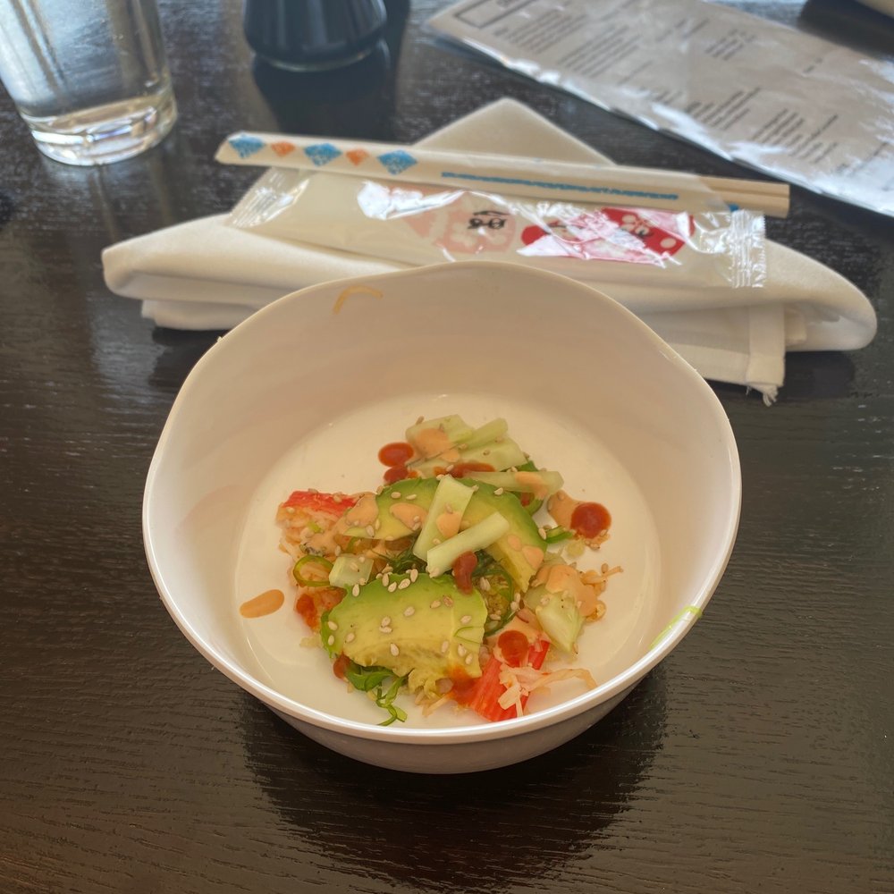 On the house crab salad! On the house crab salad!