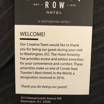 The Embassy Row Hotel - Amenity fee?? - Hotels Near Me - Washington, DC, District of Columbia The Embassy Row Hotel - Amenity fee?? - Hotels Near Me - Washington, DC, District of Columbia
