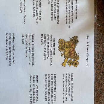 South River Vineyard - Wine Choices - Wineries Near Me - Geneva, Ohio
