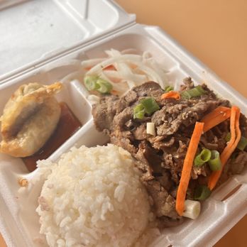 Gogi BiBimBap - a take out container with rice, meat and vegetables - Korean Near Me - Henrico, Virginia