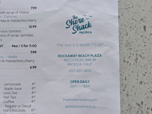 Menu photo 8 The Shore Shack Pacifica, CA