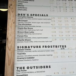 Coffee menu