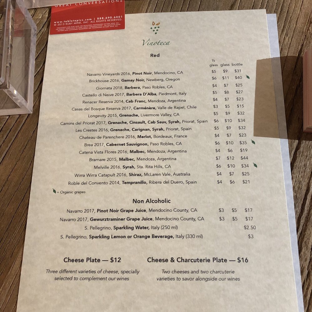 Vinoteca - Wine list - Wine Tasting Room Near Me - Half Moon Bay, California Vinoteca - Wine list - Wine Tasting Room Near Me - Half Moon Bay, California