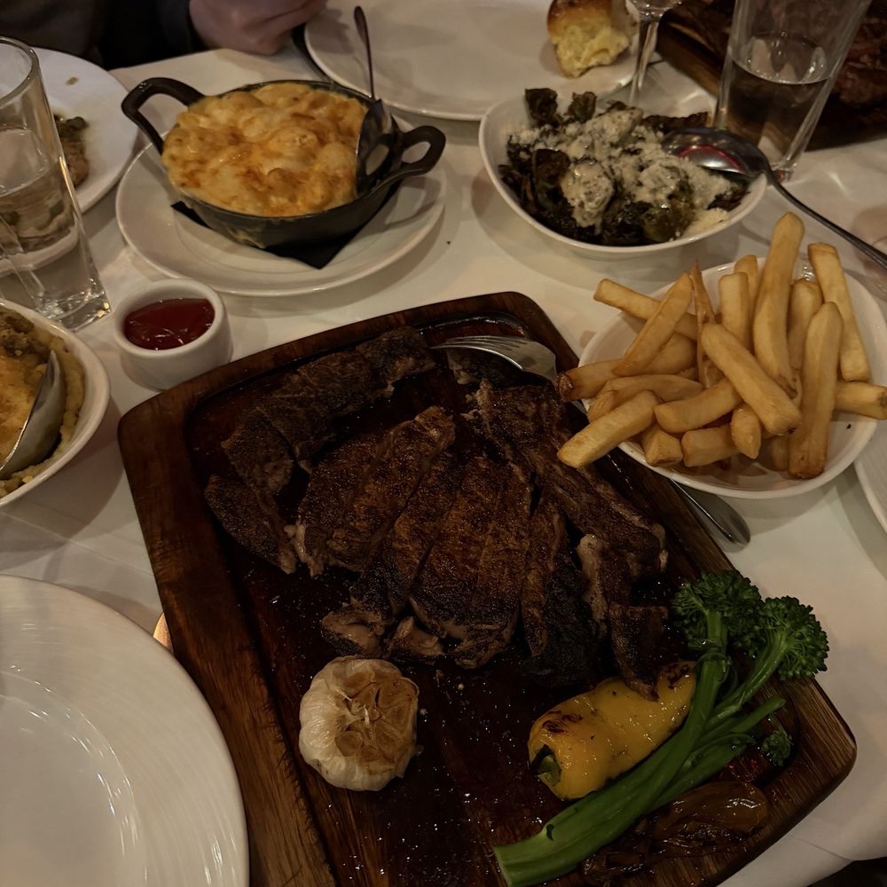Rosebud Steakhouse - 20 oz steak with fries, Mac and cheese and Brussels sprouts - Steakhouses Near Me - Chicago, Illinois Rosebud Steakhouse - 20 oz steak with fries, Mac and cheese and Brussels sprouts - Steakhouses Near Me - Chicago, Illinois