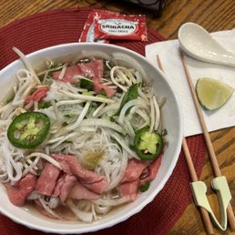Pho with rare steak.