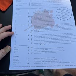 Menu drinks