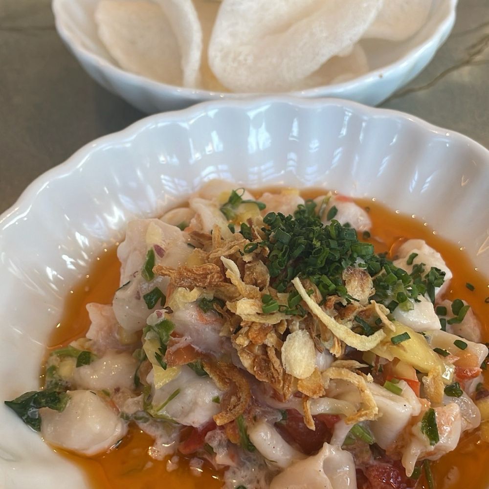 DASHI - Coconut mango ceviche with shrimp chips - Japanese Near Me - San Diego, California DASHI - Coconut mango ceviche with shrimp chips - Japanese Near Me - San Diego, California