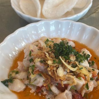DASHI - Coconut mango ceviche with shrimp chips - Japanese Near Me - San Diego, California