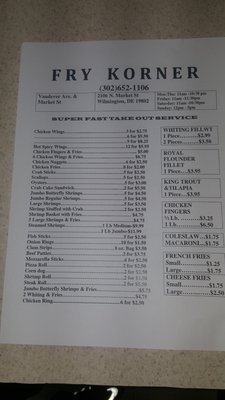 Menu photo 1 Fry Korner Wilmington, DE