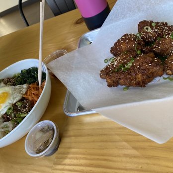 K Style Kitchen - Beef bibimbap and soy garlic wings - Korean Near Me - Albuquerque, New Mexico