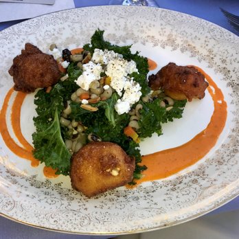 Cedar Knoll - Chef Charlie's customized kale salad with feta fritters. Delicious! - New American Near Me - Alexandria, Virginia Cedar Knoll - Chef Charlie's customized kale salad with feta fritters. Delicious! - New American Near Me - Alexandria, Virginia