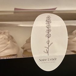 Honey lavender cupcakes in packaging.