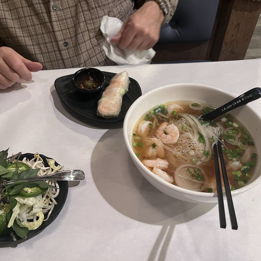 Cajun Crab & Pho - 4.Shrimp pho(PHO TOM) and A1.Rice paper roll - Seafood Near Me - Omaha, Nebraska Cajun Crab & Pho - 4.Shrimp pho(PHO TOM) and A1.Rice paper roll - Seafood Near Me - Omaha, Nebraska