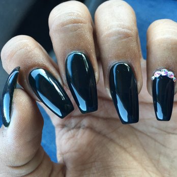 Jasmine Nail Spa - Coffin nails w/ gel color and rhinestones by Hang. - Nail Salons Near Me - San Leandro, California Jasmine Nail Spa - Coffin nails w/ gel color and rhinestones by Hang. - Nail Salons Near Me - San Leandro, California