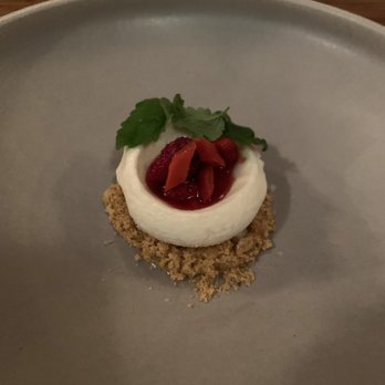 Sons & Daughters - Jasmine rice koji ice cream with poached rhubarb and alpine strawberry - New American Near Me - San Francisco, California Sons & Daughters - Jasmine rice koji ice cream with poached rhubarb and alpine strawberry - New American Near Me - San Francisco, California
