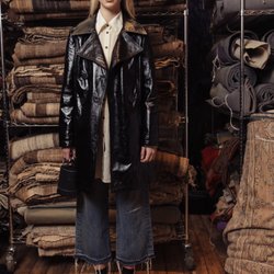 ORTU Leather - Shiny marbled patent leather coat jacket