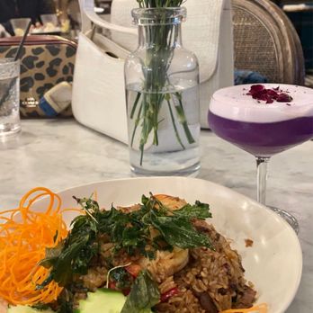 Sisters Thai - Kaprow Fried rice and Celine drink - Thai Near Me - Alexandria, Virginia Sisters Thai - Kaprow Fried rice and Celine drink - Thai Near Me - Alexandria, Virginia