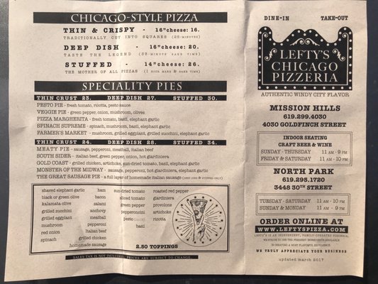 Menu photo 6 Lefty's Chicago Pizzeria San Diego, CA Menu photo 6 Lefty's Chicago Pizzeria San Diego, CA