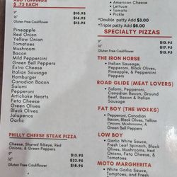 The Iron Horse - Current menu 8-31-23