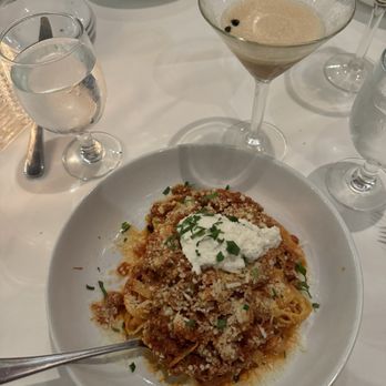 Giuseppe's Cucina Rustica - Tagliatelle Bolognese & The Flatliner (espresso martini) - Italian Near Me - San Luis Obispo, California