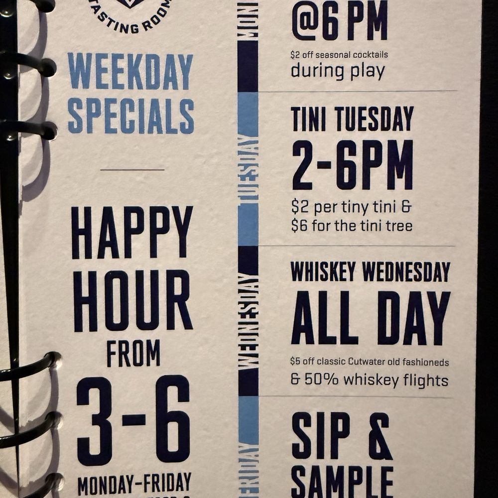 Cutwater Spirits - Happy hour menu - Distilleries Near Me - San Diego, California Cutwater Spirits - Happy hour menu - Distilleries Near Me - San Diego, California