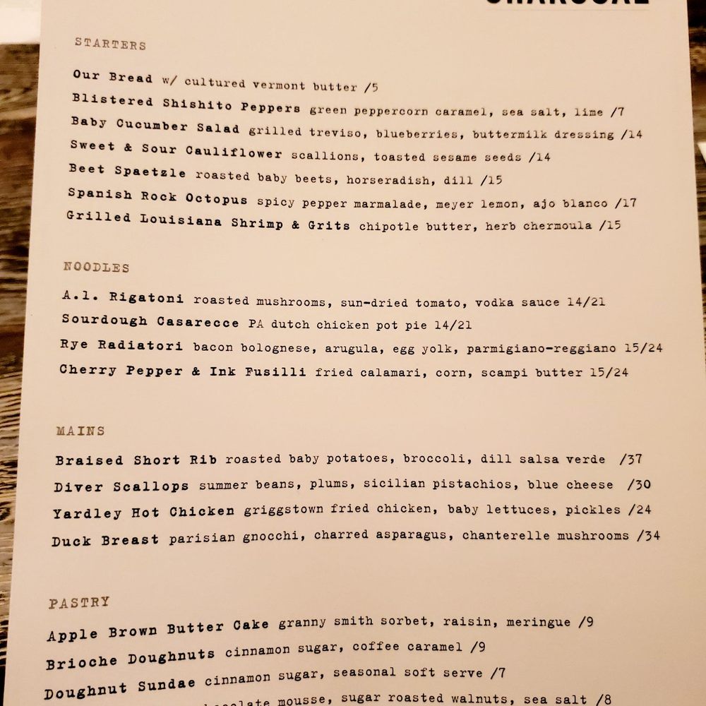 Charcoal - September 2019 Menu - New American Near Me - Yardley, Pennsylvania Charcoal - September 2019 Menu - New American Near Me - Yardley, Pennsylvania