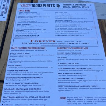 Von's 1000Spirits - Menu as of 05/2024 - New American Near Me - Seattle, Washington Von's 1000Spirits - Menu as of 05/2024 - New American Near Me - Seattle, Washington