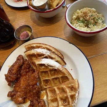 Sweet Chick - Maple Chipotle Chicken & Waffles. Chicken sandwich. Mac & Cheese - Breakfast & Brunch Near Me - Brooklyn, New York Sweet Chick - Maple Chipotle Chicken & Waffles. Chicken sandwich. Mac & Cheese - Breakfast & Brunch Near Me - Brooklyn, New York