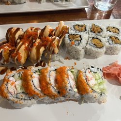 Lee's Sushi - [clockwise from top left] fire dragon; sweet potato; boston
