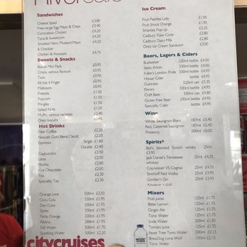 City Cruises - Menu - Boat Charters Near Me - London, XGL City Cruises - Menu - Boat Charters Near Me - London, XGL