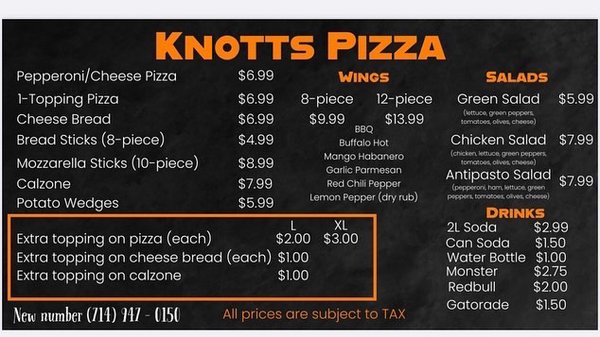 Menu photo 2 Knott’s Pizza Anaheim, CA