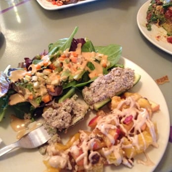 Vegan Café - "Tuna" cucumber boats with two side salads - Vegan Near Me - Lockport, Illinois Vegan Café - "Tuna" cucumber boats with two side salads - Vegan Near Me - Lockport, Illinois