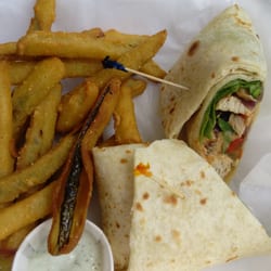 Stone Pelican Rolling Cafe - Chicken philly wrap with fried pickles