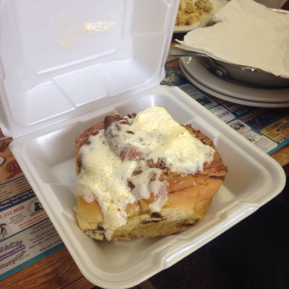 a roll in a styrofoam container a roll in a styrofoam container