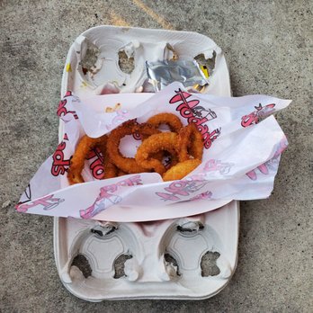 Hodad's - onion rings that survived the escape from the flimsy POS "tray" they provided. - Burgers Near Me - San Diego, California Hodad's - onion rings that survived the escape from the flimsy POS "tray" they provided. - Burgers Near Me - San Diego, California