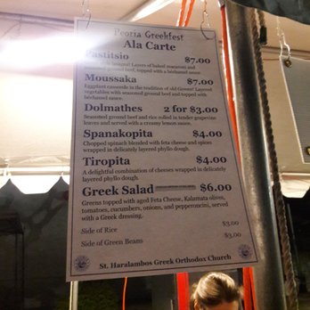 Greek Fest - Part of the food menu. - Festivals Near Me - Peoria, Arizona