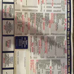 Bill's Old London Pizza - Menu back