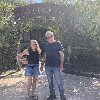 The Salt Lick BBQ - Posing in front of Salt Lick sign - Barbeque Near Me - Driftwood, Texas