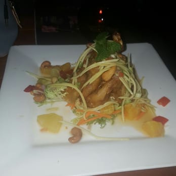 Origin French Thai - Fried Soft shell wtha a papaya, cashew nut, mango, red pepper salad. Appetizer special. - Thai Near Me - Somerville, New Jersey Origin French Thai - Fried Soft shell wtha a papaya, cashew nut, mango, red pepper salad. Appetizer special. - Thai Near Me - Somerville, New Jersey
