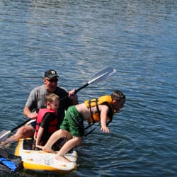 Harrison Idaho Water Adventures - Grandpa with the kids. loved the paddle boards we rented.