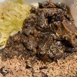 Jamaica Hut - Oxtail, cabbage, rice and peas