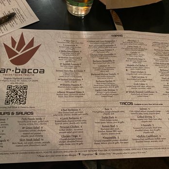 Bar.bacoa - Food menu (12.22.20) - Spanish Near Me - Atlanta, Georgia