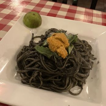 Trattoria Nakamura-Ya - Fettuccine Spaghetti Ikasumi (Squid Ink) with uni - Italian Near Me - Las Vegas, Nevada Trattoria Nakamura-Ya - Fettuccine Spaghetti Ikasumi (Squid Ink) with uni - Italian Near Me - Las Vegas, Nevada