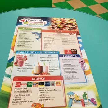 FunVille Playground and Cafe Chesapeake - The menu contains pizza, burgers, appetizers and desserts. - Cafes Near Me - Chesapeake, Virginia FunVille Playground and Cafe Chesapeake - The menu contains pizza, burgers, appetizers and desserts. - Cafes Near Me - Chesapeake, Virginia
