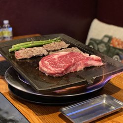 Honey Pig - The steak and short rib, minus the brisket (which we already ate), plus asparagus which was great.